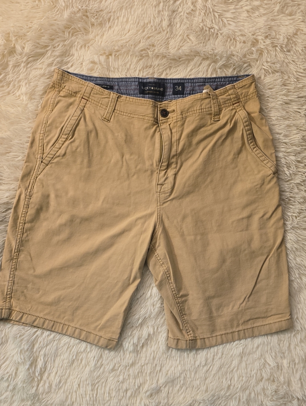 Lucky Brand Tan Flat-Front Casual Shorts